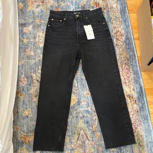 Zara NWT high Rise straight leg black jean